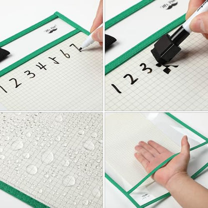 Mr. Pen- Reusable Dry Erase Pocket Sleeves, 10" x 14", 6 Pack, Mint Melody | Clear Plastic Paper Sleeves, Ticket Holders, Clear Plastic Sheet Protectors, Teacher, School, Classroom Supplies - color: Mint Melody, size: 6 Pack
