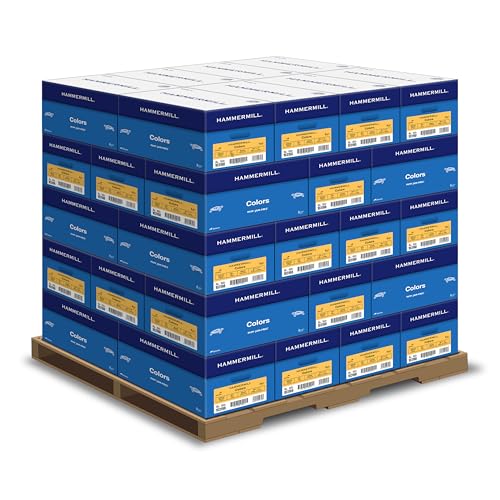 Hammermill Colored Paper, 20 lb Goldenrod Printer Paper, 8.5 x 11-1 Pallet, 40 cases (200,000 Sheets) - Made in the USA, Pastel Paper, 103168P - color: Goldenrod, size: Pallet | 200k Sheets, style: Letter (8.5x11)