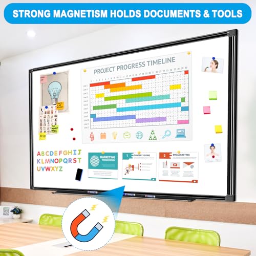 H-Qprobd 60"x40" White Board for Wall Large Magnetic Dry Erase Board with Black Aluminum Frame, Presentation Whiteboard Suitable for Home, Office, Classroom & Kitchen - size: 60"W x 40"H
