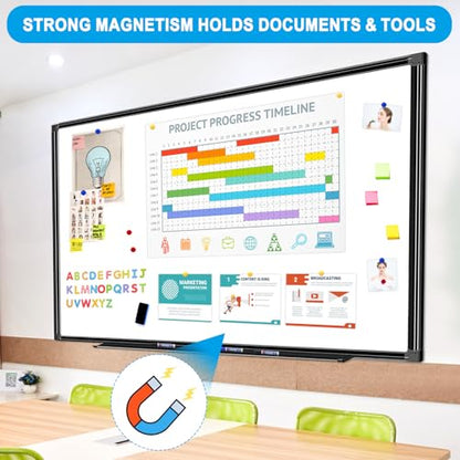 H-Qprobd 60"x40" White Board for Wall Large Magnetic Dry Erase Board with Black Aluminum Frame, Presentation Whiteboard Suitable for Home, Office, Classroom & Kitchen - size: 60"W x 40"H