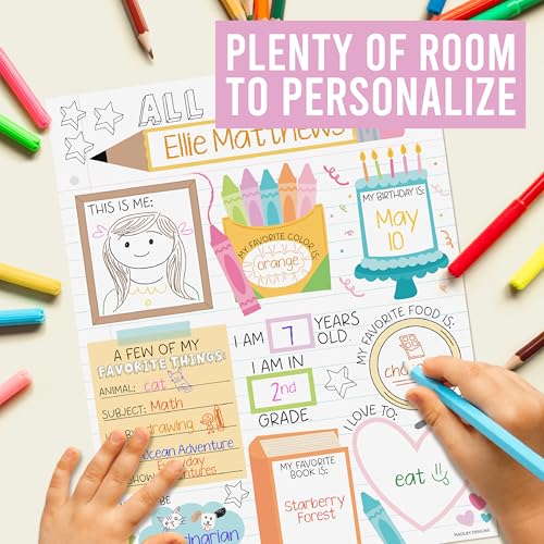 Hadley Designs All About Me Posters for Classroom Must Haves - 20 Star Student Poster, 100 Days of School Items, Star of The Week Poster Elementary Classroom Decor, End of School Year Teacher Supplies - style: Notebook