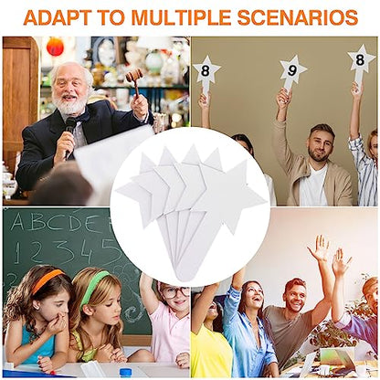 50 Pieces Star Shape Dry Erase Answer Paddles Handheld Double Sided Paddles Mini White Boards Small Dry Erase Board Auction Paddles for Students Teacher Classroom Bidding Voting Score Boards