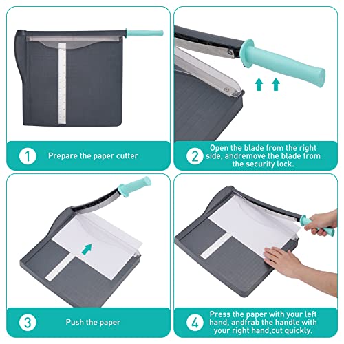 Paper Cutter, Paper Slicer with Safety Guard and Blade Lock, 12" Cut Length Guillotine Paper Cutter with 16 Sheet Capacity, Paper Cutters and Trimmers for Cardstock Cardboard (Gray) - color: Black