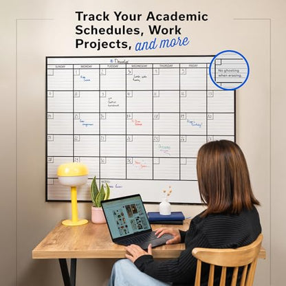 Large Dry Erase Calendar for Wall 36x48, Big Classroom Giant Month, Undated Reusable Family Monthly, Rolled Whiteboard White Board, Calendar Dry Erase Planner for Wall Erasable Large Office 48x36 - size: Large (36 x 48 inch)