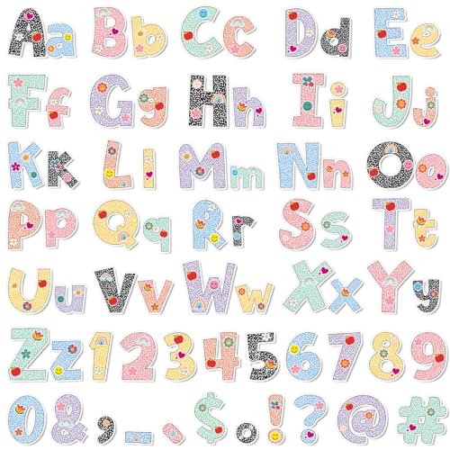AmazingSpark 216 Pcs Pastel Composition Bulletin Board Letters Decorations 5 Inch Large Letters Cutouts Colorful Combo Alphabet Numbers Symbol for School Classroom Poster Chalkboard Decor - color: Pastel Color
