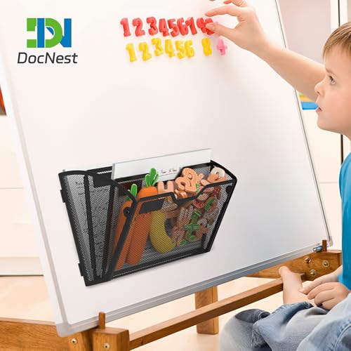 Docnest 3 Tier 3 Pack Magnetic Wall Mounted File Holders,Mesh Letter Organizer, Magnetic Hanging Mail Paper Document Organizer for Office, Home, School, Black - color: 3 Tier Magnetic Black-3 Pack