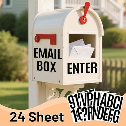 240 Pcs Letter Stickers Vinyl Mailbox Numbers and Letters, 24 Sheets Large Alphabet Number Stickers Self-Adhesive Waterproof Sticker Letters for Window Vehicle Bulletin Poster Board (Black, 5 Inch) - color: Black, size: 5 Inch