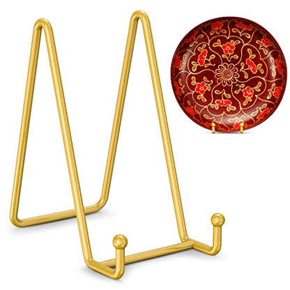 TR-LIFE Plate Stands for Display - 6 Inch Plate Holder Display Stand + Metal Frame Holder Stand for Picture, Decorative Plate, Photo Easel, Tabletop Art (Gold 2 Pack) - size: 6 Inch