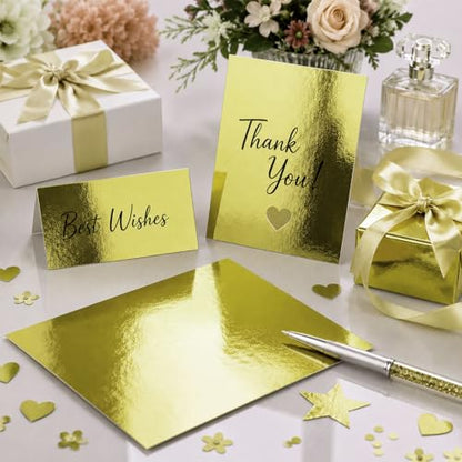 25 Sheets Metallic Gold Cardstock Paper Cardstock 8.5 x 11 Shimmer Sheets 250gsm/92lb Heavyweight Scrapbook Paper for Certificates, Invitations, Greeting Cards, Crafts, Graduations - color: Gold