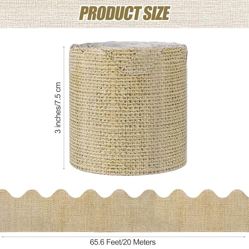 Aodaer 65.5 Feet Burlap Bulletin Board Borders Scalloped Border Trims Back to School Bulletin Board Decorations for School Classroom Wall Decor - style: Burlap