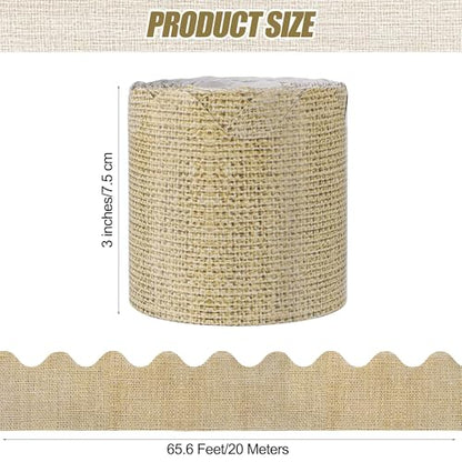 Aodaer 65.5 Feet Burlap Bulletin Board Borders Scalloped Border Trims Back to School Bulletin Board Decorations for School Classroom Wall Decor - style: Burlap