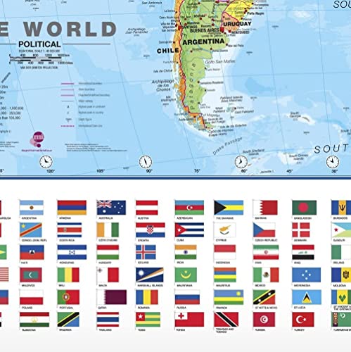 Giant World MegaMap, Large Wall Map (World Map with Flags - 23 x 33cm) - color: World Map with Flags - 23 x 33cm