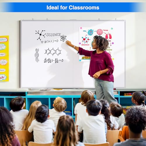 Magnetic White Board Dry Erase Board for Wall，48" x 46" (4ft x 3ft) Wall-Mounted Aluminum Frame Marker Board, Foldable Portable Whiteboard with a Long Pen Tray for School, Classroom, Office & Home - size: 48"W x 36"H, style: Style B
