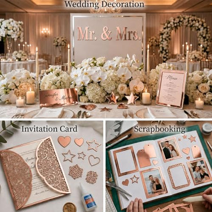 25 Sheets Metallic Rose Gold Cardstock Paper Cardstock 8.5 x 11 Shimmer Sheets 250gsm/92lb Heavyweight Scrapbook Paper for Certificates, Invitations, Greeting Cards, Crafts, Graduations - color: Rose Gold