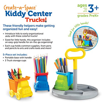 Learning Resources Create-a-Space Kiddy Center Trucks - 5 Pieces, Age 3+ Kids Art Supply, Storage Caddy, Playroom and Classroom Organization, School Supplies Organizer - style: Trucks