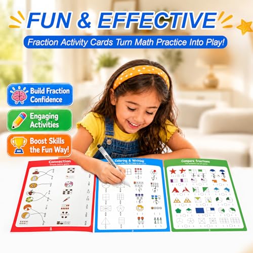 Magnetic Fraction Playbook, Magnetic Fraction Educational Puzzle & Homeschooling Math Manipulatives for 3rd to 5th Graders to Turn Abstract 1/2 or 1/4 into Visual Fruit Slices &Boost Early Math Skills