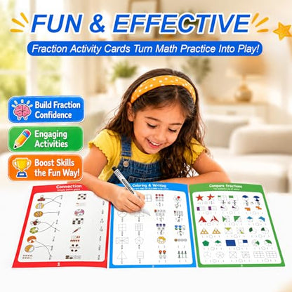 Magnetic Fraction Playbook, Magnetic Fraction Educational Puzzle & Homeschooling Math Manipulatives for 3rd to 5th Graders to Turn Abstract 1/2 or 1/4 into Visual Fruit Slices &Boost Early Math Skills