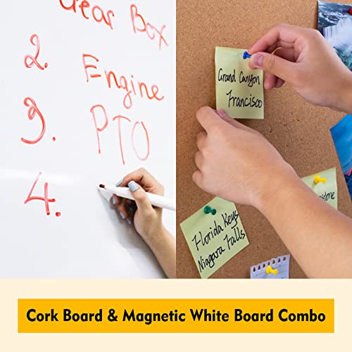 Comix Cork Board Magnetic Dry Erase Board Combo, 36 x 24 Inches Large Whiteboard and Bulletin Board Combination, Aluminum Frame Vision Board with Dry Erase Markers, Magnets, Eraser and Push Pins - size: 36" x 24"