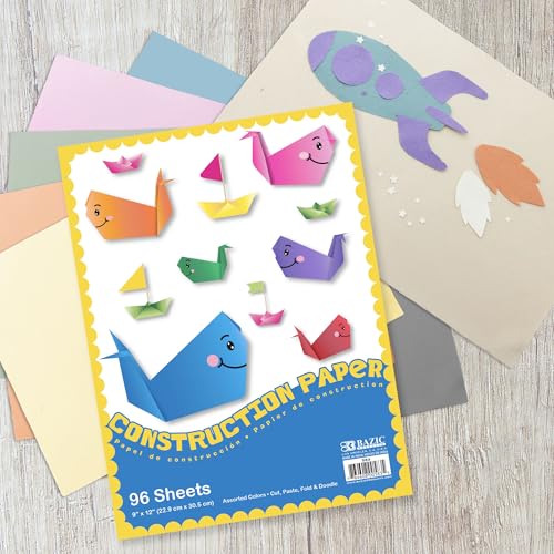 BAZIC Products 96 Count 9in x 12in Construction Paper, for Crafts School Art, 2 Pack - color: 9" x 12" (96 Sheets), size: 2-Pack