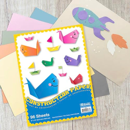BAZIC Products 96 Count 9in x 12in Construction Paper, for Crafts School Art, 2 Pack - color: 9" x 12" (96 Sheets), size: 2-Pack
