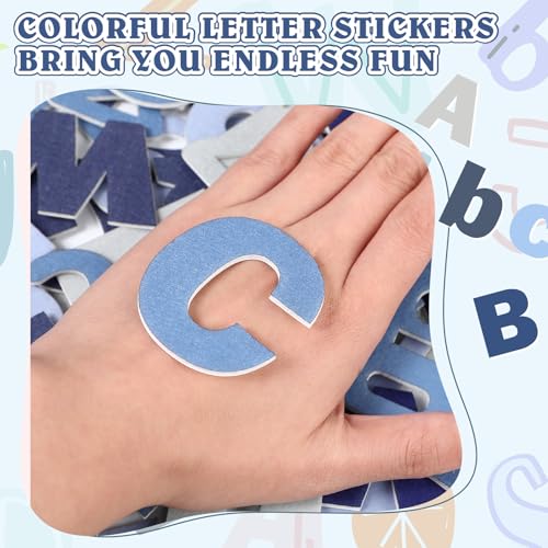 Breling 310 Pieces Felt Letter Bulletin Board Letters Sticker with Number 2" Bulk Self Adhesive ABC Upper Lowercase Sticky Letter for Xmas Gift Bulletin Board Classroom(Blue Color) - color: Blue Color