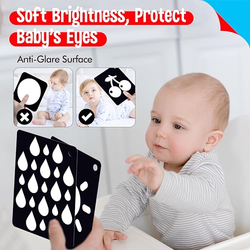 50PCS High Contrast Baby Flashcards, 100 Pages Black & White Visual Stimulus Flash Cards, Brain Development Cards Set Montessori Sensory Toys for Infants Newborn Boy Girl Baby Tummy Time (0-3 Months) - style: Baby Flashcards