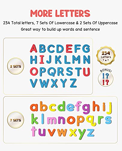 Magnetic Alphabet Letters+Phonics Word Magnetic Letter Tiles-JoyCat 265 Alphabet Tiles, Magnetic Letters Kit with Word-Building Folder and Storage Case, Kindergarten Phonics Awareness, Science of Read