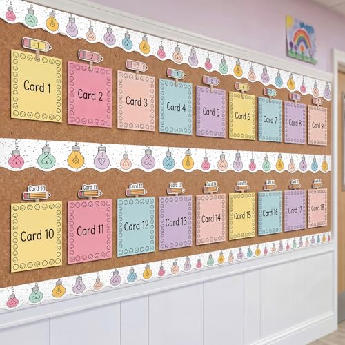Tellegloww 36 ft Scalloped Magnetic Border Light Bulb Magnetic Border for Whiteboard Bulletin Board Borders Reusable Rolled Borders Trim for Office Chalkboard - style: Light Bulb