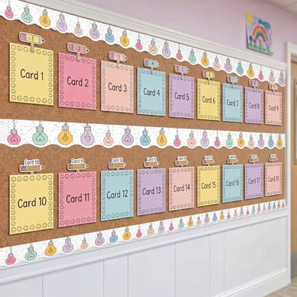 Tellegloww 36 ft Scalloped Magnetic Border Light Bulb Magnetic Border for Whiteboard Bulletin Board Borders Reusable Rolled Borders Trim for Office Chalkboard - style: Light Bulb