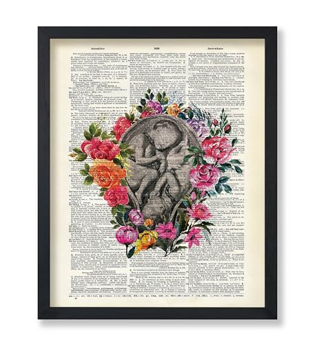 Poster Master Flowery Twin Embryo Print - Anatomy Poster - Dictionary Art - Gift for Mother, Nurse, Doctor - Floral Wall Decor for Bedroom, Living Room - 8x10 UNFRAMED Wall Art - color: Style-02, size: 8"L x 10"W