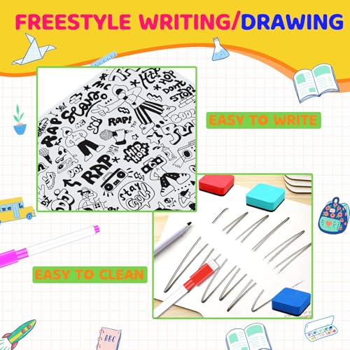 30 Pack Dry Erase Answer Paddles with Handle,Wooden 8 x 10 Inch Double-Sided Handheld Whiteboards Reusable Writing Boards with 30 Markers & 30 Erasers for Classroom Teaching & Auction Paddles Bidding