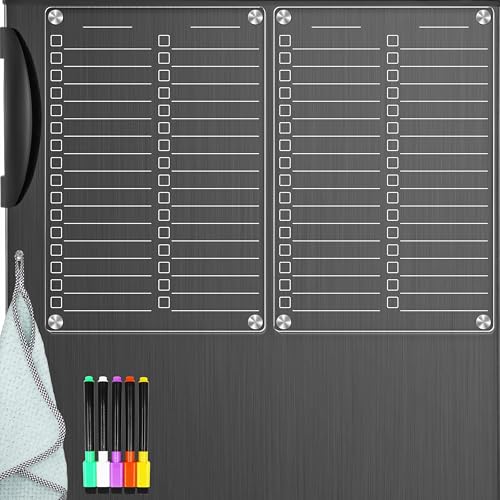 Acrylic Magnetic Dry Erase Board for Fridge, 12"X8" Clear Magnetic to Do List White Board, Acrylic Dry Erase to Do List for Refrigerator, Magnet Whiteboard 5 Markers 2 Pcs - style: 12x8'' List 2Pcs