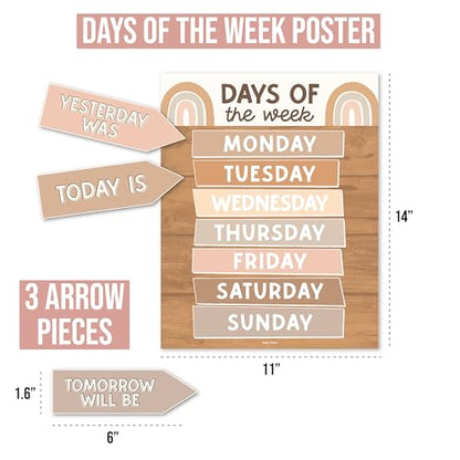 Hadley Designs Classroom Calendar Set Bulletin Board Decorations - Boho School Calendar for Classroom Decor, Kindergarten Preschool Elementary Teacher Must Haves, Homeschool & Daycare Essentials - style: Boho Neutral