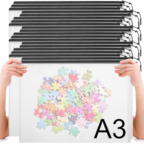 YOPCDJ 24pcs Mesh Zipper Pouch Bags A4 Mesh Bags for Classroom Organization, Waterproof Document Zipper Pouches for Cosmetics, Travel Storage File Bags for Office Supplie (Black-A3-20PCS) - style: Black-a3-20pcs