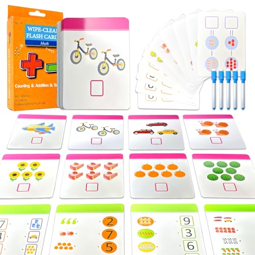 Counting & Addition & Subtraction Flash Cards for Toddlers - with 5 Dry Erase Pens, 3in1 Preschool Fun Learning Card, 36PCS Double Sides Flashcards, Early Education Flashcards for Kids Ages 3+ - style: Counting & Addition & Subtraction