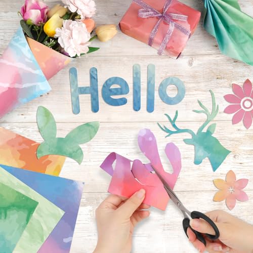 Konsait 24 Sheets Watercolor Scrapbook Paper 12x12, Double Sided Watercolor Cardstock Stationery Paper Origami Papers for Card Making Romantic Scrapbook Supplies