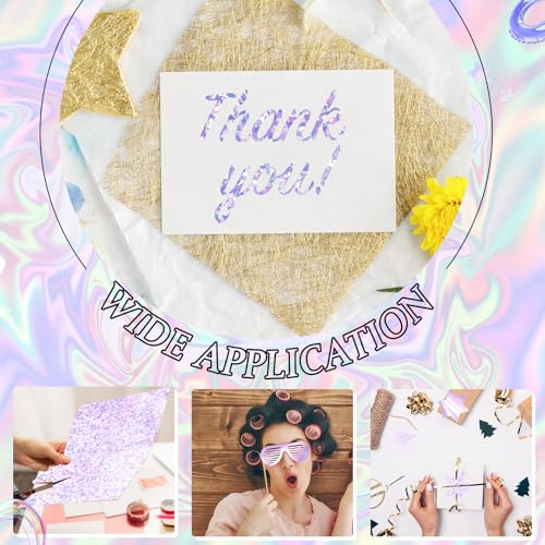 Kosiz 100 Sheets Metallic Holographic Card Stock Shiny Glitter Cardstock Iridescent Mirror Paper 8.5 x 11'' 250 GSM Thick Mixed Color Foil Paper for Scrapbook Letter Poster Craft(Purple) - color: Purple