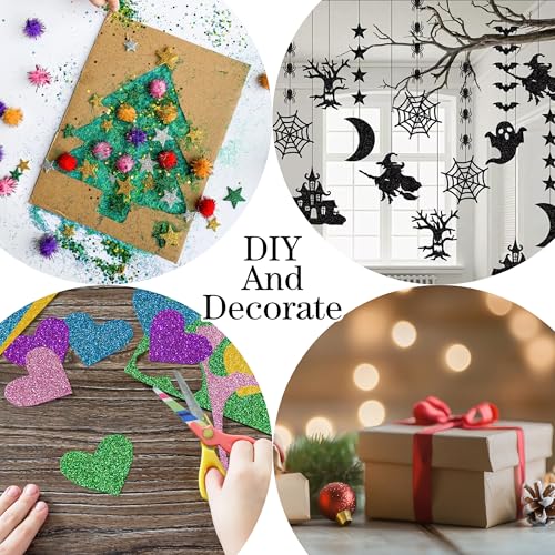YZH Crafts Glitter Cardstock Paper, No-Shed Shimmer Glitter Papers, Cut Craft and DIY Projects Card stock, Sparkly Paper for Card Making, 8.27 x 11.69 Inch, A4 Size, 10 Sheets (White)