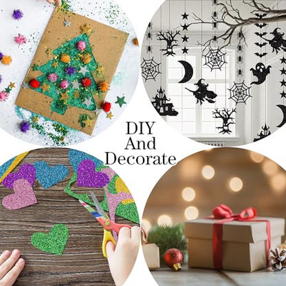 YZH Crafts Glitter Cardstock Paper, No-Shed Shimmer Glitter Papers, Cut Craft and DIY Projects Card stock, Sparkly Paper for Card Making, 8.27 x 11.69 Inch, A4 Size, 10 Sheets (White)
