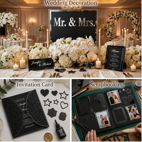 25 Sheets Black Mirror Cardstock Paper 8.5 x 11 Metallic Shimmer Sheets 250gsm/92lb Heavyweight Scrapbook Paper for Certificates, Invitations, Greeting Cards, Crafts, Graduations - color: Black