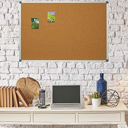 Lockways Cork Board Bulletin Board, 2 Pack Double Sided Corkboard 36" x 24", Wall-Mounted Silver Aluminum Message Presentation Notice Board 3 x 2 Feet - size: 2 Pack 36 x 24 Inch