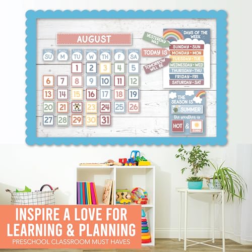 Hadley Designs Classroom Calendar Set Bulletin Board Decorations - Boho School Calendar for Classroom Decor, Kindergarten Preschool Elementary Teacher Must Haves, Homeschool & Daycare Essentials - style: Boho Pastel