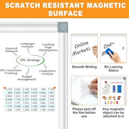 H-Qprobd White Board Dry Erase Whiteboard for Wall 24x18 (3pcs) Magnetic Boards for Office Classroom & Home, Small Wall Whiteboard Including 6 Markers, 10 Magnets, 2 Erasers & 15 Adhesive Hooks - size: 24"x18"(3pcs)
