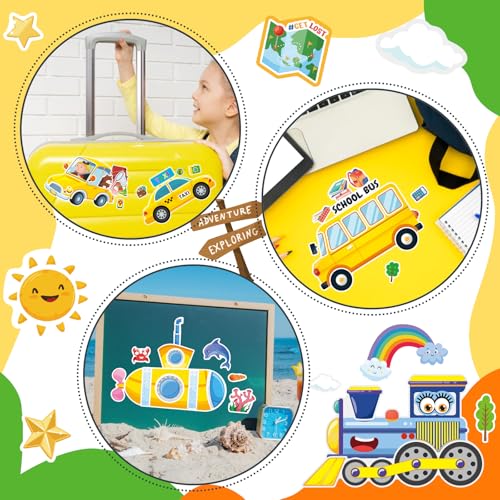 24 Sheets Transportation Stickers for Kids, Make Your Own Cars, Helicopters, Sailboats, Planes, Trains, School Buses Vehicle Stickers for Toddlers, Teacher Reward, Party Favor, Birthday Gift - style: Transportation