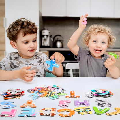 JOYIN Magnetic Letters, Animal Alphabet Fridge Magnets for Toddlers 3 4 5 Years Old, 26 Uppercase Refrigerator Magnets, Large Size ABC Educational Spelling Learning Toys for Kids