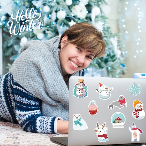 OHOME Winter Stickers | 100 PCS Snowflake Stickers for Kids - Vinyl Winter Games Toys Gifts Activities Party Favors Supplies - Snowman Crafts Bulk for Classroom Home - style: Winter