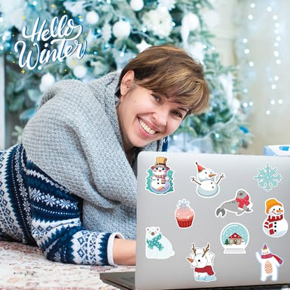 OHOME Winter Stickers | 100 PCS Snowflake Stickers for Kids - Vinyl Winter Games Toys Gifts Activities Party Favors Supplies - Snowman Crafts Bulk for Classroom Home - style: Winter