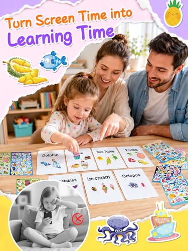 Sinceroduct Stickers for Kids, 1800+ PCS 64 Sheets Ocean Animal Food Stickers, Waterproof Sea Life Stickers for Toddlers, Teachers, Scrapbooking, Party Favors, Goodie Bags, Reward Charts - color: Sea Animal Food-8