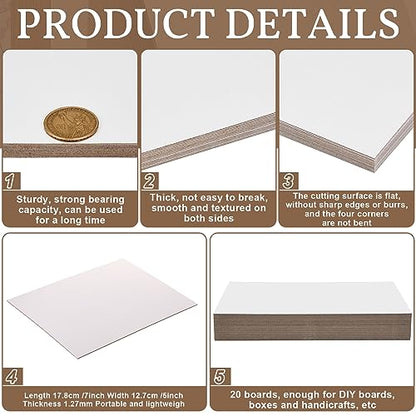 20 Pcs Book Board, Binders Board Chipboard Designer Bookboard Kraft Heavy Duty Chipboard Sheets Bookbinding Supplies for Book Binding Cover (White,7 x 5 Inch 50pt) - color: White, size: 7 x 5 Inch 50pt