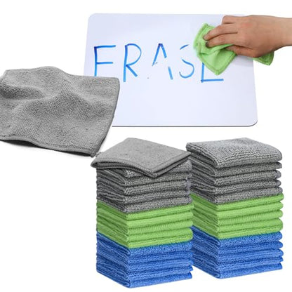Tanlade Cleaning Cloth Dry Erase Cloth Cleaning Rags Reasonable Kitchen Towels Microfiber Towels Cars Wash(6 x 6 Inch,Gray/Green/Blue,30 Pcs) - color: Gray/Green/Blue, size: 6 x 6 Inch